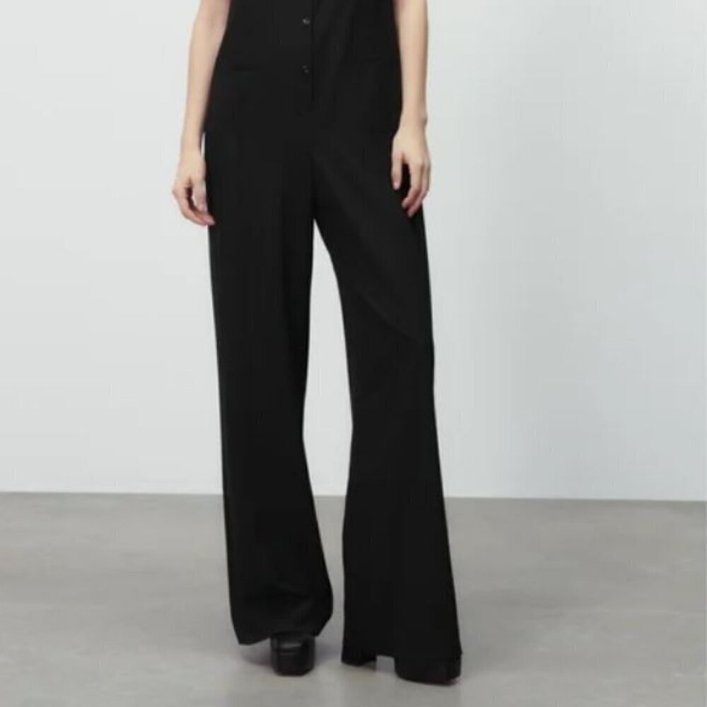 NWT ZARA WOMEN'S LONG V-NECK JUMPSUIT SLEEVELESS BLACK SIZE S 2418 645 800